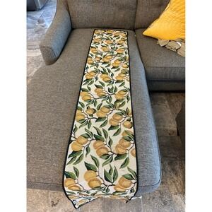 Tapestry‎ Table Runner lemons  Fruit Design Black Border Accent Decor